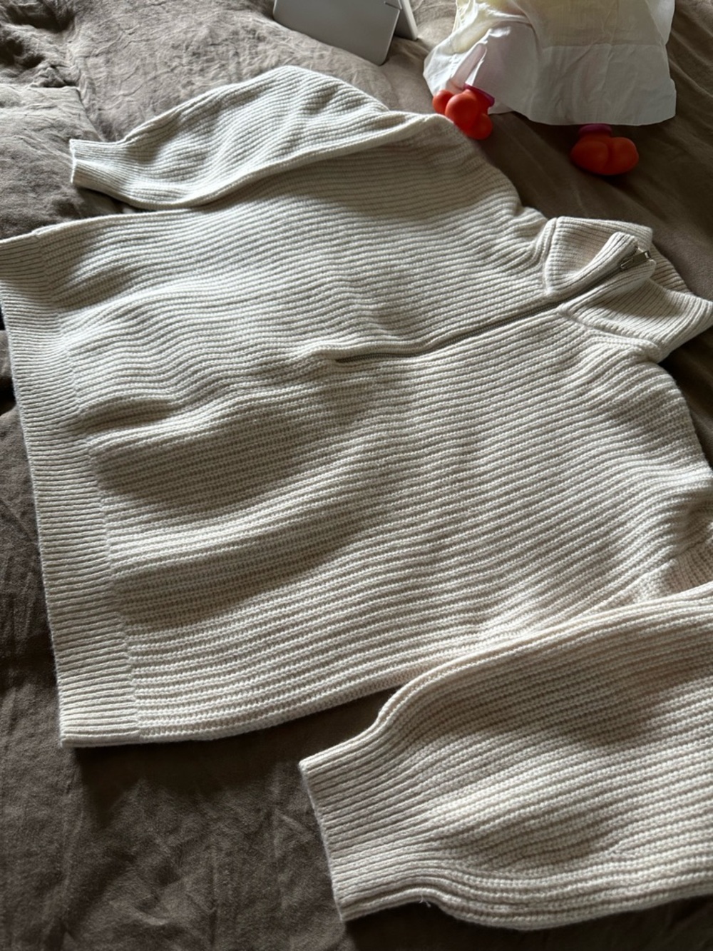 Everlane Half‑Zip Wool Sweater in Light Beige - Picture 3 of 5